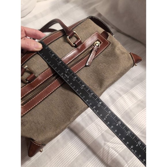 Dooney & Bourke Signature Beige Brown Double Lock Pocket Medium Satchel Bag - Picture 13 of 13